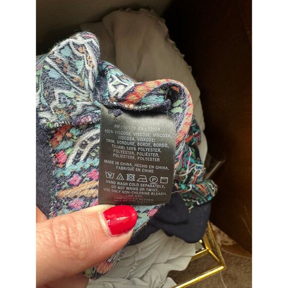 MAUVE by Anthropologie Women's Cut Blue Paisley Long Sleeve Midi Sleeve Size M - Picture 9 of 10